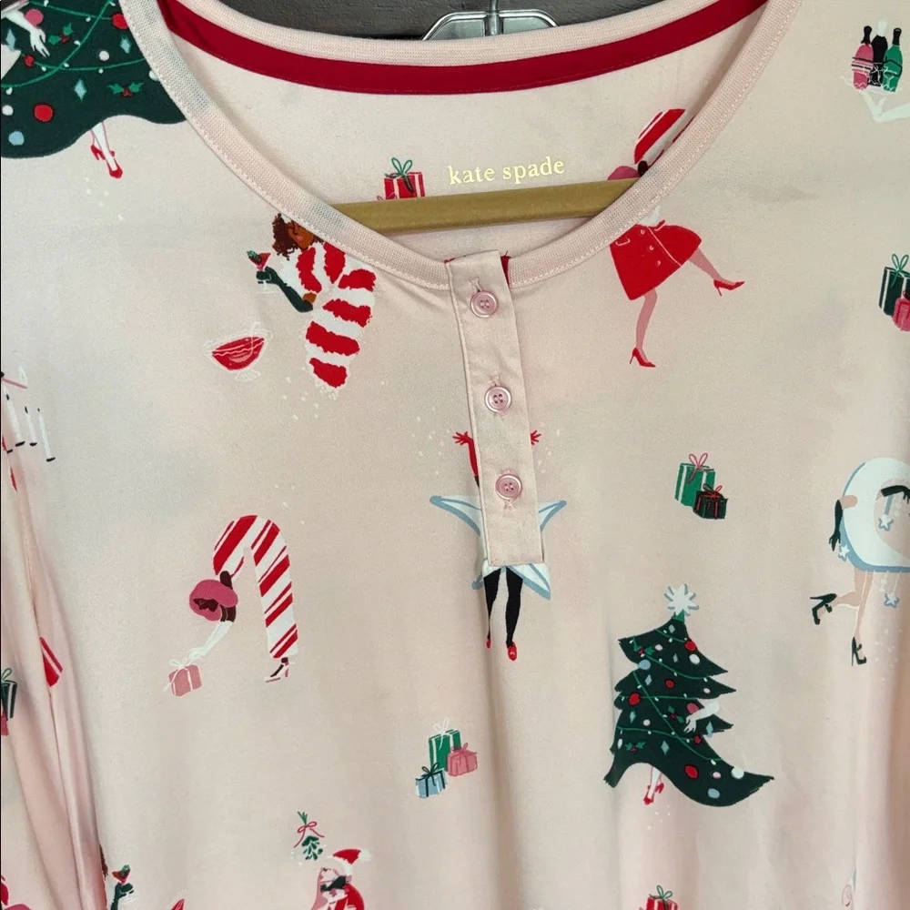 NWT Kate Spade Brushed Jersey Jogger PJ Set Size L Luxurious Lounge Whimsical